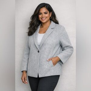 Talbots Double Faced Wool Jacket Grey Wing Collar